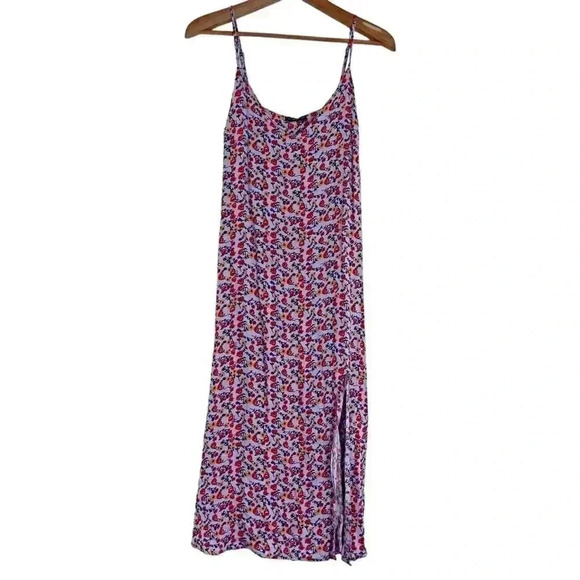 Cotton On Dresses & Skirts - Cotton On Lilac Orange Floral Midi Dress Sun Dress Spring Summer Size M